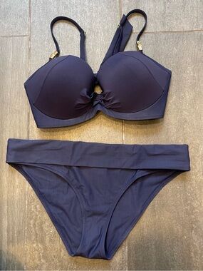 Heidi Klein Navy Blue Underwire Bikini Set